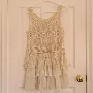 En Creme Boho chic long blouse shirt with ruffles